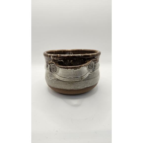 Handmade Studio Pottery Mug Pitcher Brown Glazed Pottery Signed 3.5" - Picture 2 of 8